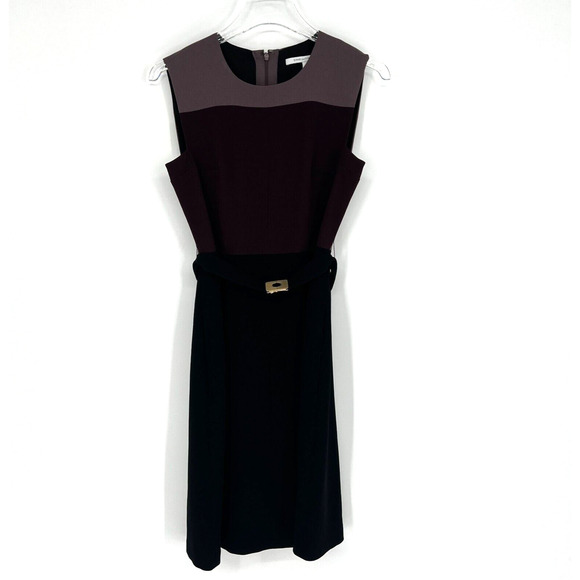 Diane von Furstenberg DVF dress Womens 2 Colorblock Workwear Fit Flare Purple - Picture 1 of 8